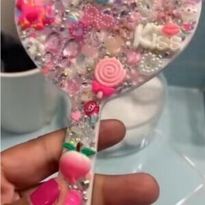 Decorative Pink and White Heart-Shaped Mirror